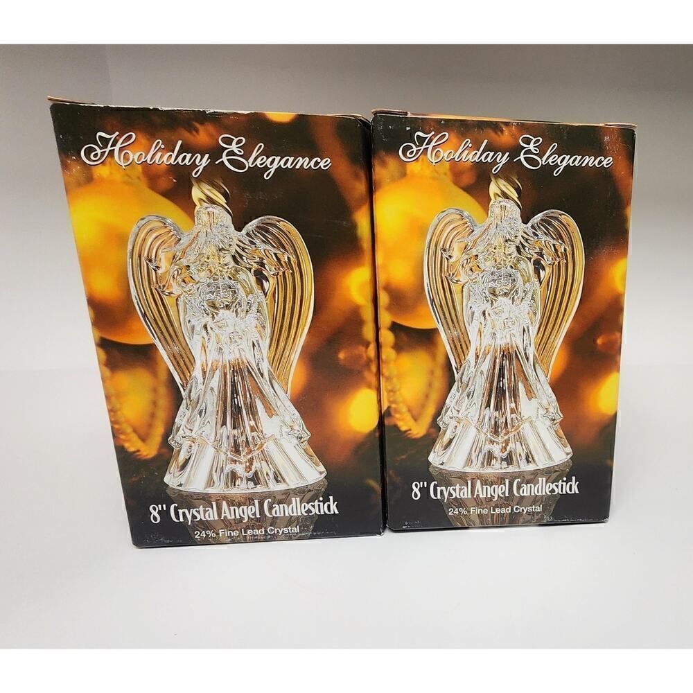 St George Vintage Crystal Holiday Elegance 8" Angel Candle Stick Holder